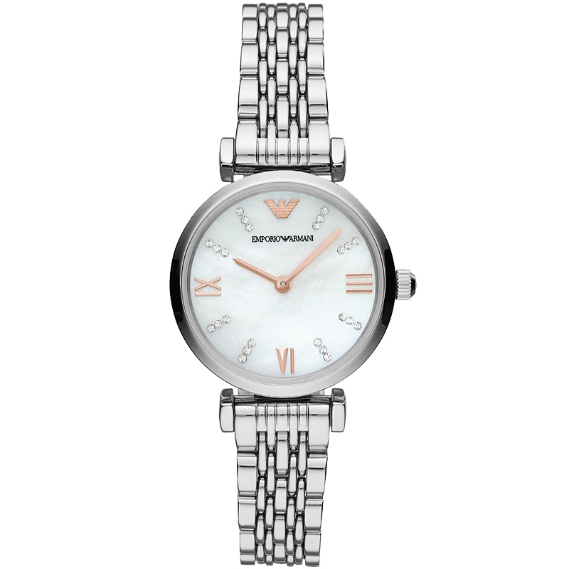 阿玛尼 （Emporio Armani）手表 时尚休闲石英表钢带镶钻手表女 AR11204