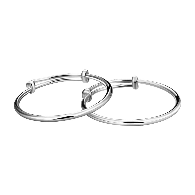 周贝贝珠宝 S999足银光面圆棍银童镯宝宝手镯(单只) SZ0008