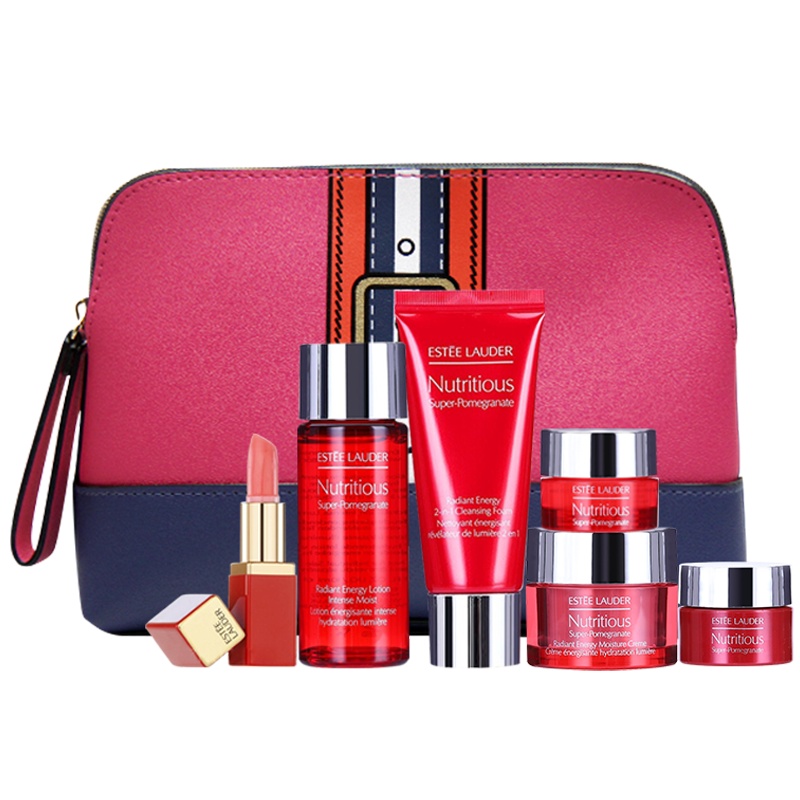 【国内专柜版】雅诗兰黛旅行护肤套装 红石榴5件套+唇膏+化妆包