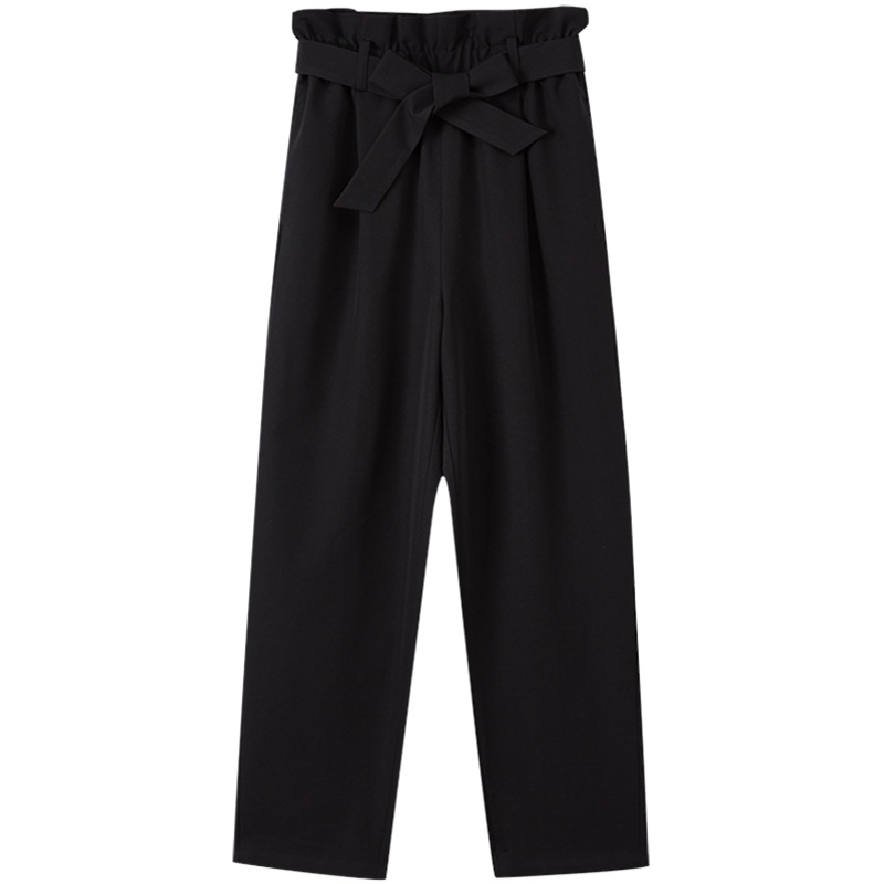 [1件5折价:75]美特斯邦威休闲裤女黑色新款秋季都市时尚宽松直筒高腰长裤女