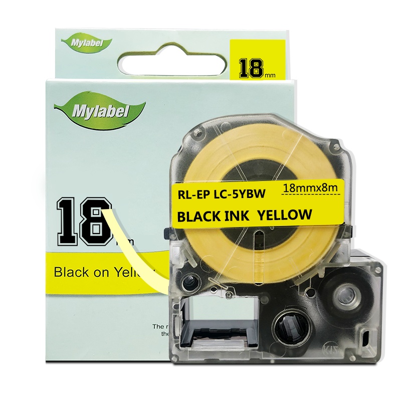 艾洁 18mm黄底黑字标签色带 适用爱普生LW400;LW700;LW600P;LW1000P LK-5YBP
