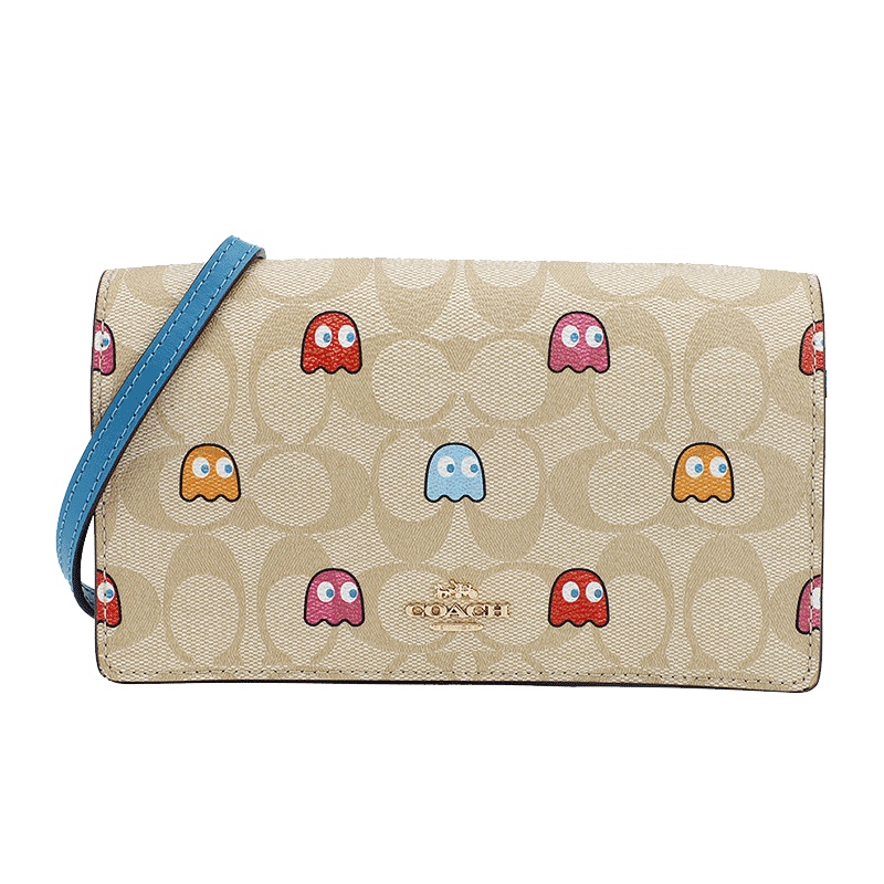 COACH 蔻驰 奢侈品 女士卡其色人造革单肩斜挎包 送女友