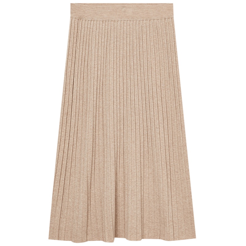 [1件3折价:49.5]美特斯邦威百褶毛织半裙女冬季新款都市腰带装饰复古半身裙子