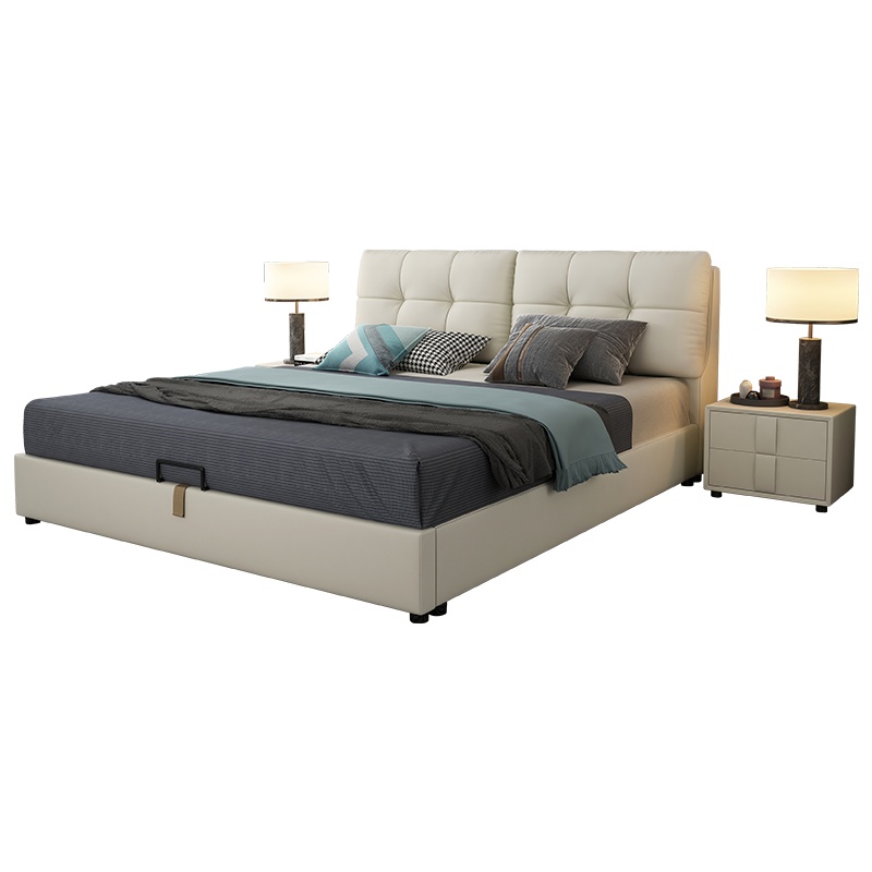 徘徊生活 意式轻奢皮床现代简约1.8米主卧双人床1.5m实木框架婚床