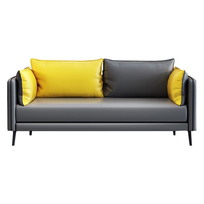 质凡办公室家具办公沙发茶几组合套装简约现代三人位创意商务真皮沙发