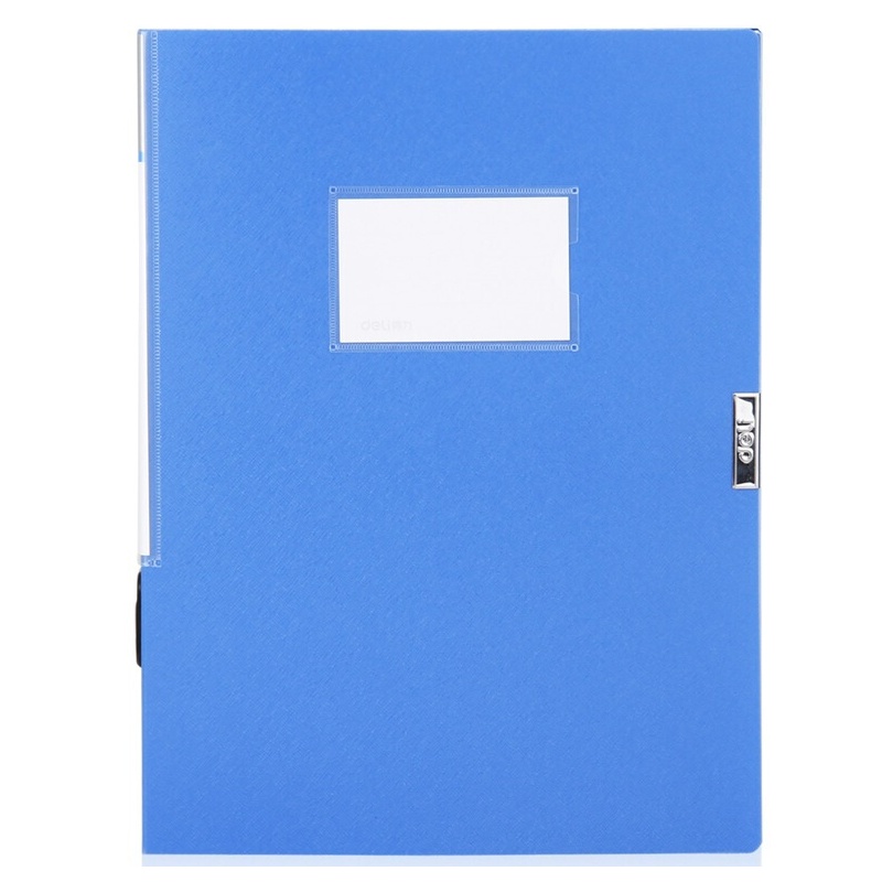 得力 5606 55mm A4 蓝色 加厚PP粘扣塑料档案盒 文件盒12个/套(一套装)