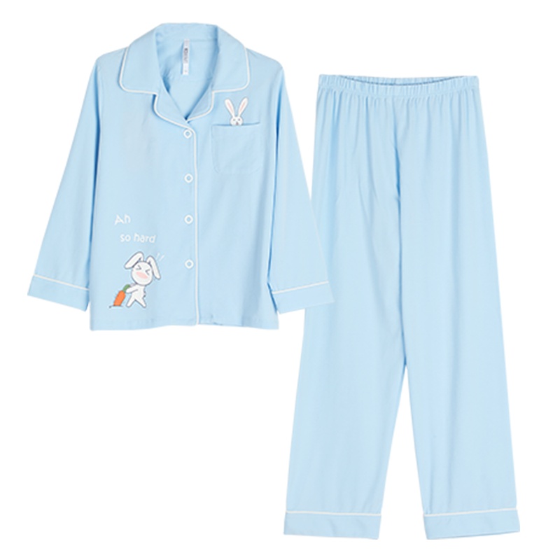 红豆居家(Hodohome)春夏女童棉氨清新可爱长袖睡衣套装儿童家居服套装