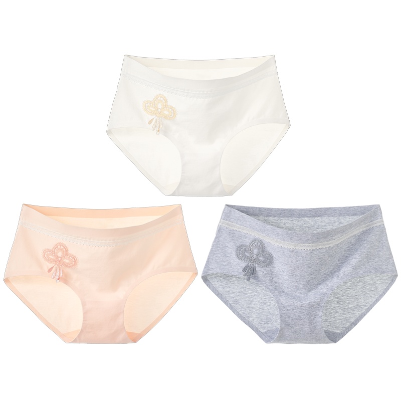 爱帝 女式无痕蕾丝内裤中腰性感简约刺绣火辣棉质面料少女三角裤裤头