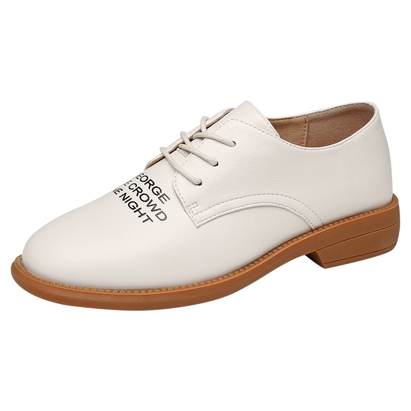 PLAYBOY/花花公子秋季学院俏皮字母装饰圆头系带时尚小皮鞋女F11089166