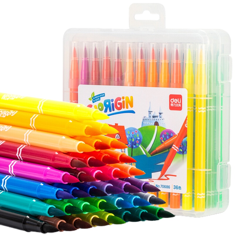 得力 70686-36色软头水彩笔(混)(36色)