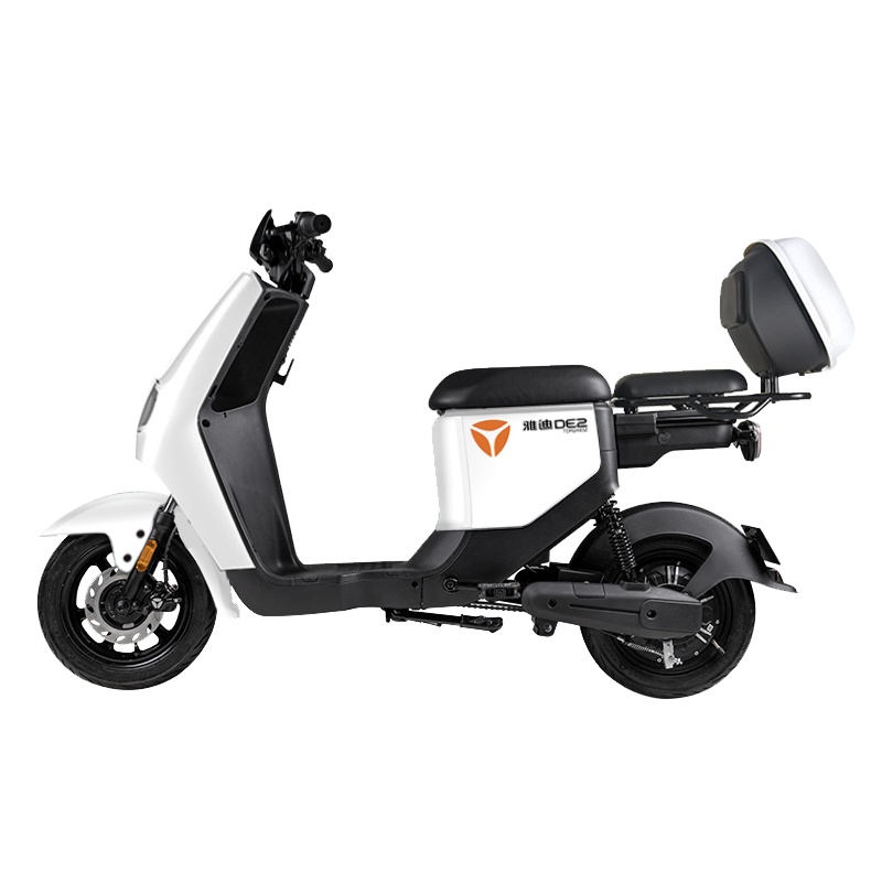雅迪新款DE2电自锂电48v24Ah电动自行车都市骑行电瓶车100公里长续航男女通用款电动车 白色锂电-尾箱版