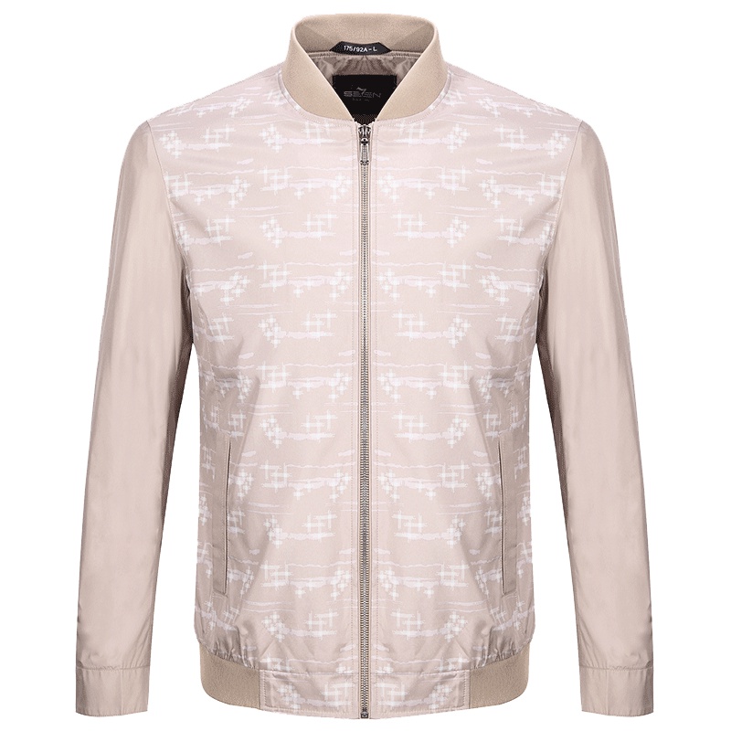 柒牌SEVEN男装夹克秋季商务休闲茄克衫薄款修身外套个性印花外套