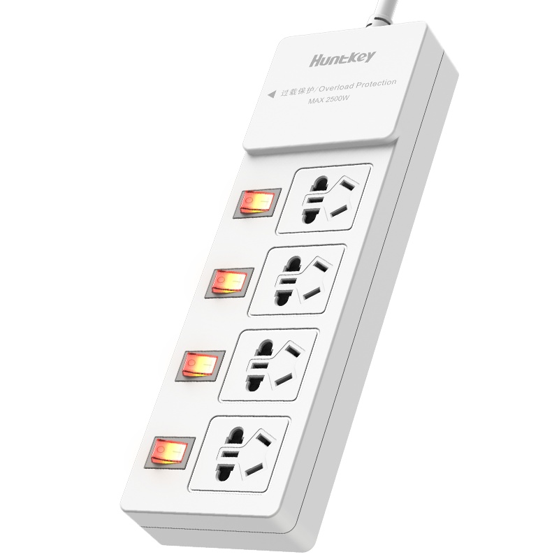 航嘉新国标插板带线4插位家用插座防过载接线板分控开关2米SSH402