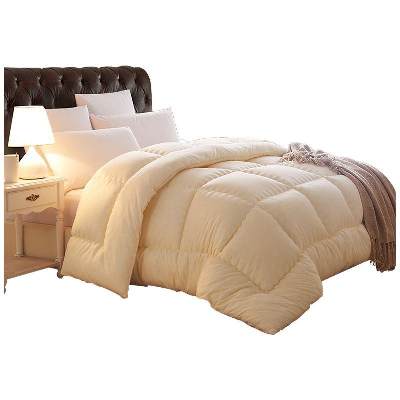 南极人(NanJiren)家纺 纯色米色磨毛压花羽丝绒被子被芯 床上用品纤维春秋被加厚保暖秋冬被子