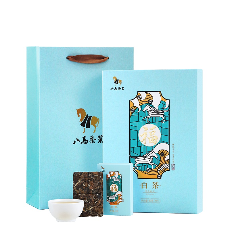 八马茶叶 福鼎白茶紧压白茶贡眉茶叶 礼盒装80g