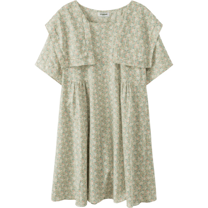 OtherMix日系碎花连衣裙2021年夏季新款荷叶边方领减龄印花女裙子