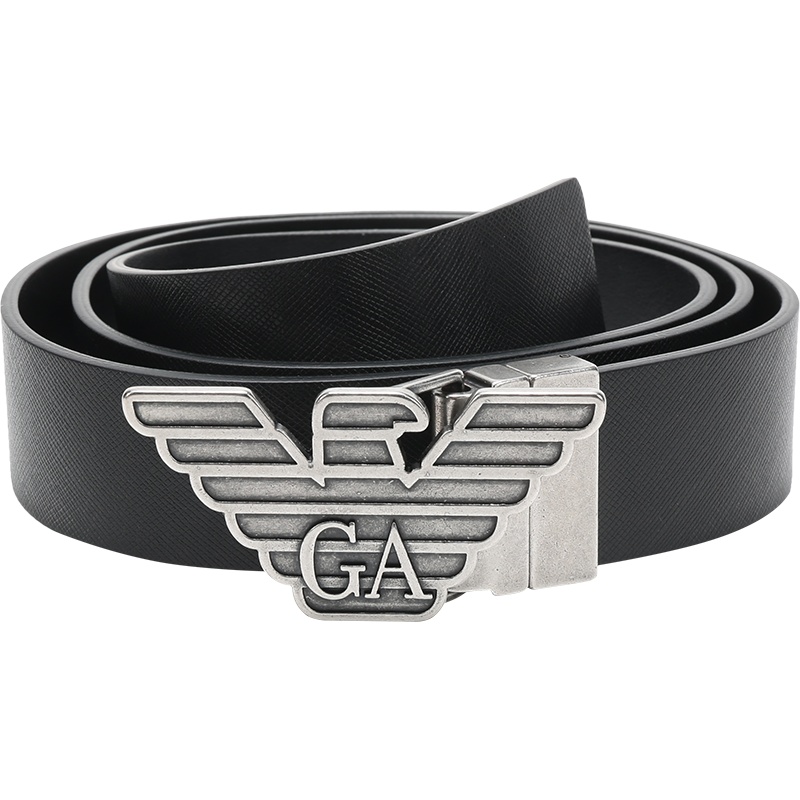 EMPORIO ARMANI 阿玛尼 男士 牛剖层移膜革/聚氨酯针扣/板扣可替换扣头双面腰带 Y4S270 YLP4X