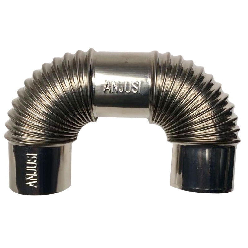 帮客材配 安居士 燃气热水器201不锈钢弯头 φ60 整件销售 200根一件 银色