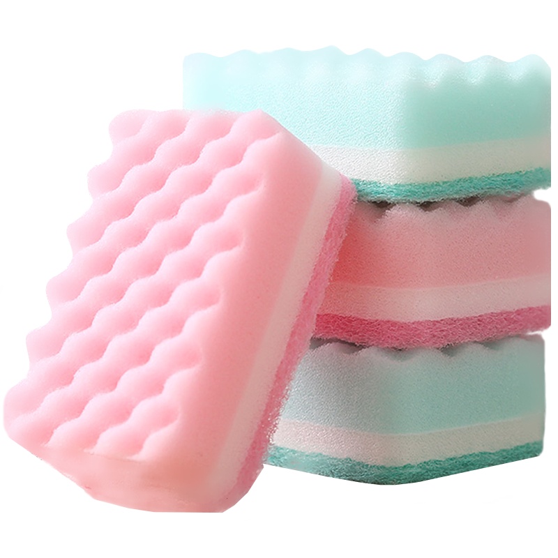 科林清波型彩色八片洗碗布 厂家自营三层加厚多色波浪百洁布海绵擦 厨房奇妙洁净去污刷锅洗碗海绵擦钢丝球抹布墩布百洁布