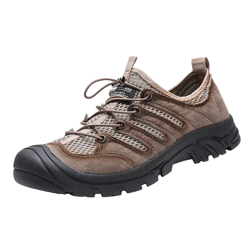 YIBULUOTUO户外休闲鞋男秋季徒步男士登山鞋软底百搭透气松紧带网布男鞋