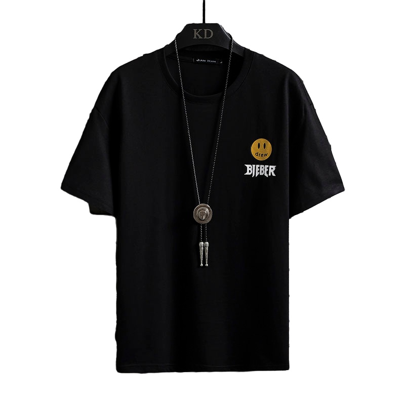 馨洋都 ins潮流短袖t恤男2021夏装笑脸半袖打底衫圆领宽松学生情侣体恤季