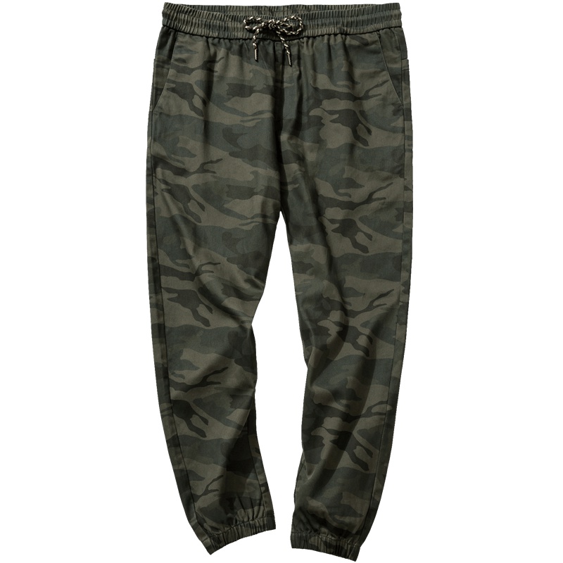 千纸鹤男士2019秋季青年纯棉帅气迷彩休闲九分运动裤男90321