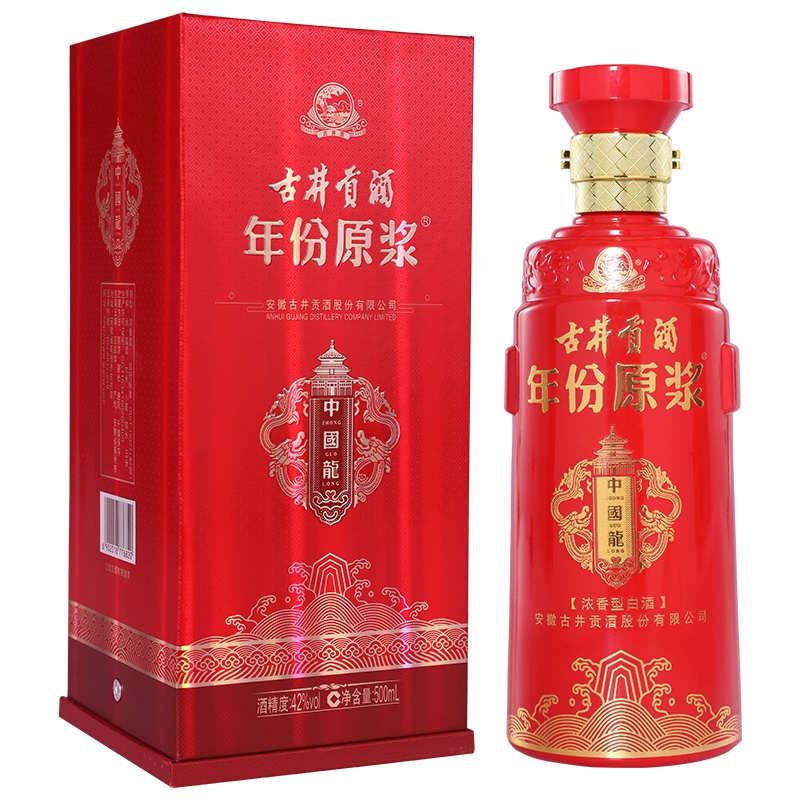 古井贡牌 古井贡酒 年份原浆 中国龙42度 500ml单瓶 浓香型白酒