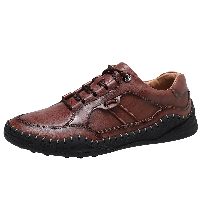 YIBULUOTUO男鞋真皮2021春秋软皮软底头层牛皮时尚运动休闲豆豆皮鞋