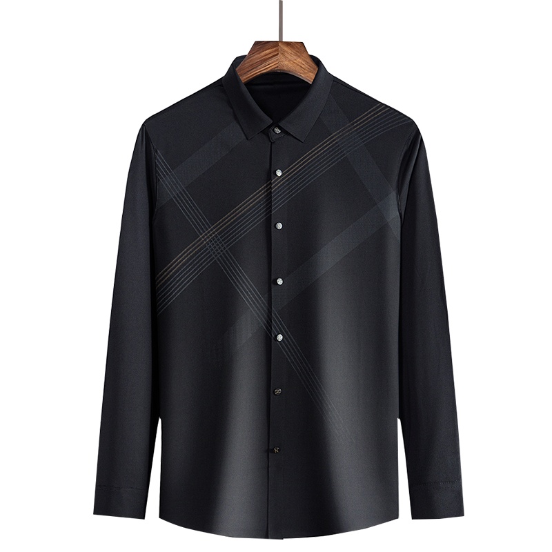 Caldicekris 长袖衬衫男2020秋季新品男士商务休闲条纹上衣时尚衬衣