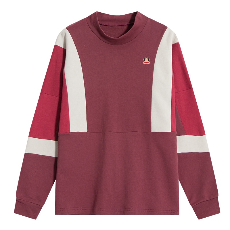 Paul Frank/大嘴猴色彩拼接立领宽松运动卫衣