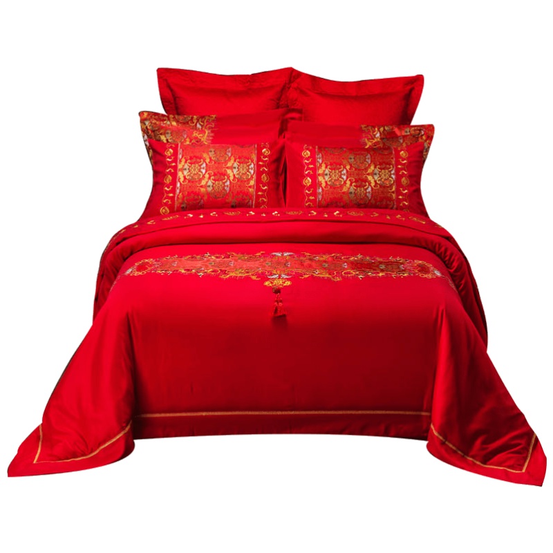 维科家纺中式大红刺绣婚庆结婚套件婚庆十件套多件套专柜同款