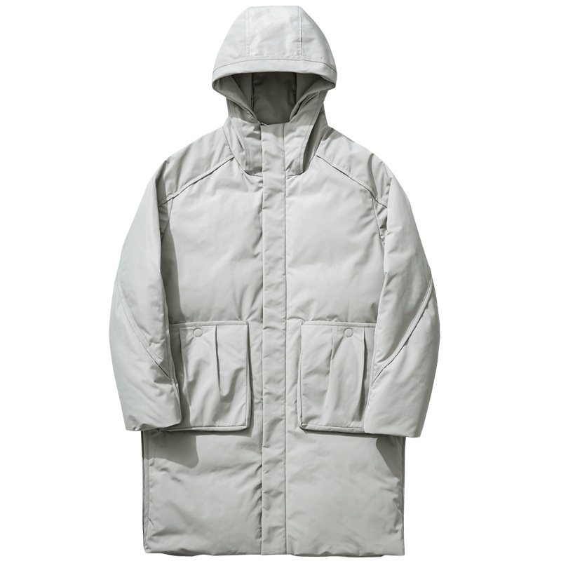 千纸鹤中长款羽绒服男2019冬装韩版保暖外套潮连帽工装大衣60208