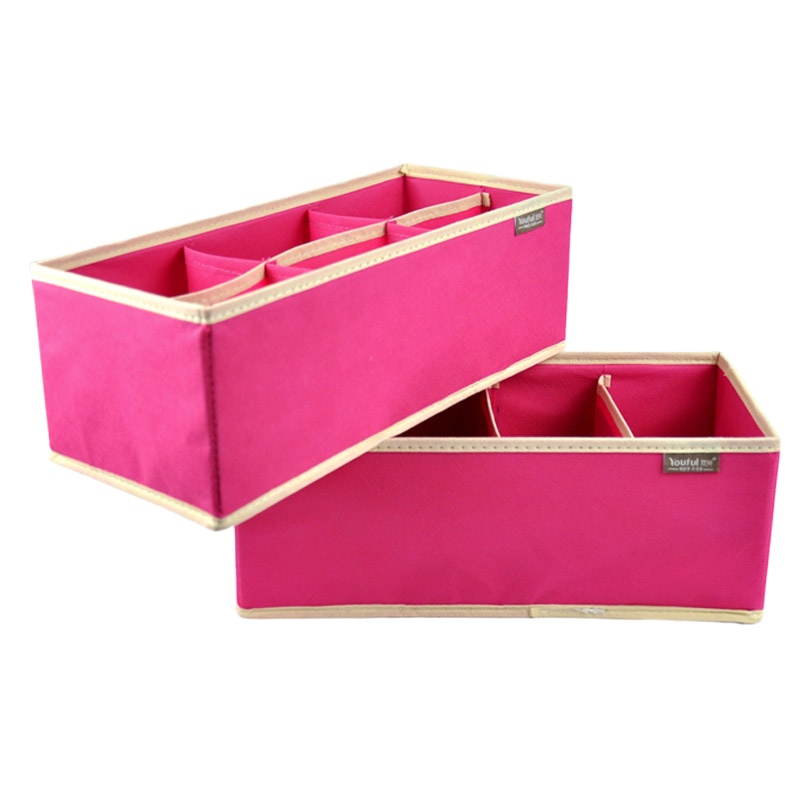 加高型内衣收纳盒 4格+6格 收纳盒两件套 收纳文胸内衣内裤袜 颜色随机