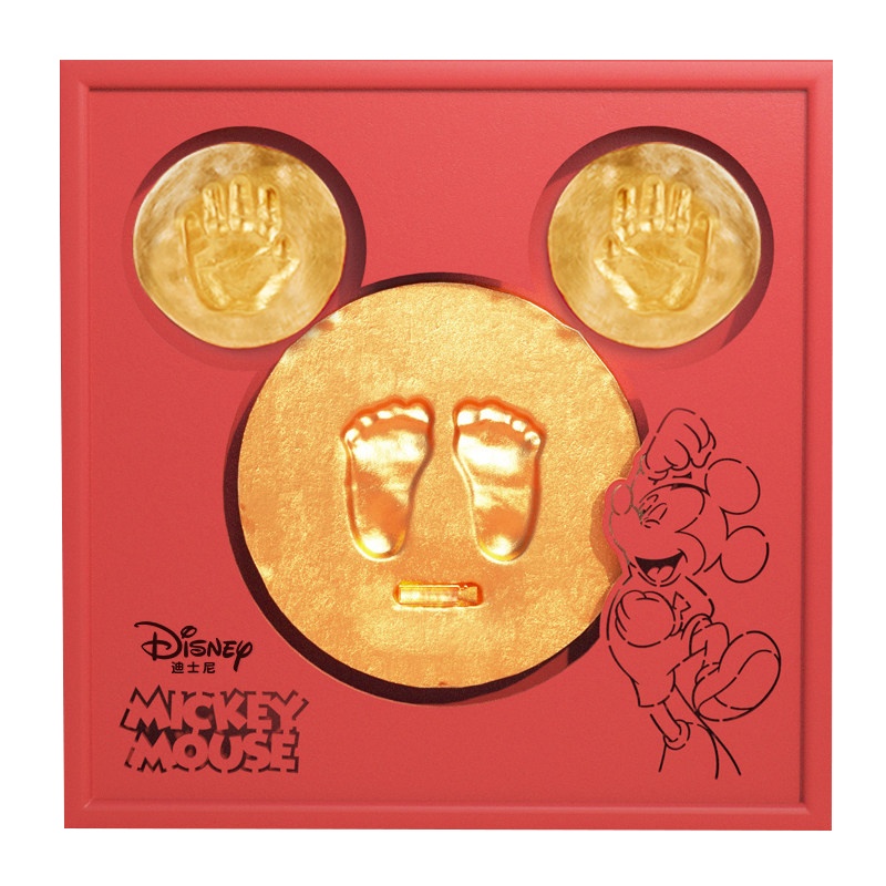 迪士尼手足印泥宝宝胎毛纪念品婴儿手印脚印画满月百天礼