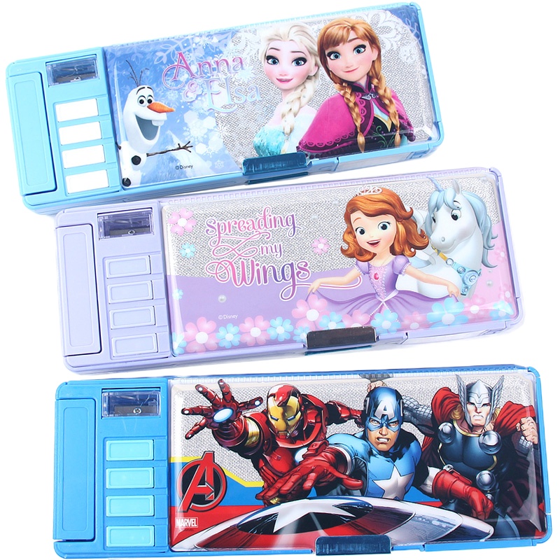 迪士尼文具盒美国队长小学生多功能塑料铅笔盒男女童卡通创意可爱