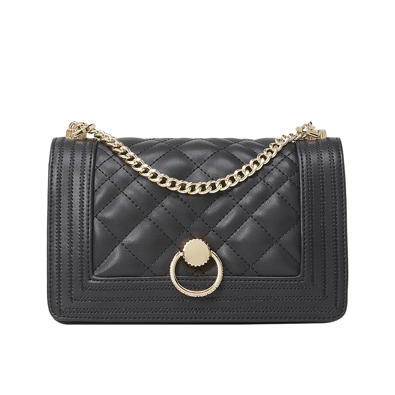 柏雅图(boyatu)韩版百搭斜挎包真皮女包包2019新款菱格链条牛皮单肩包