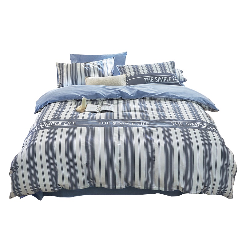 婵思 纯棉加密条纹四件套