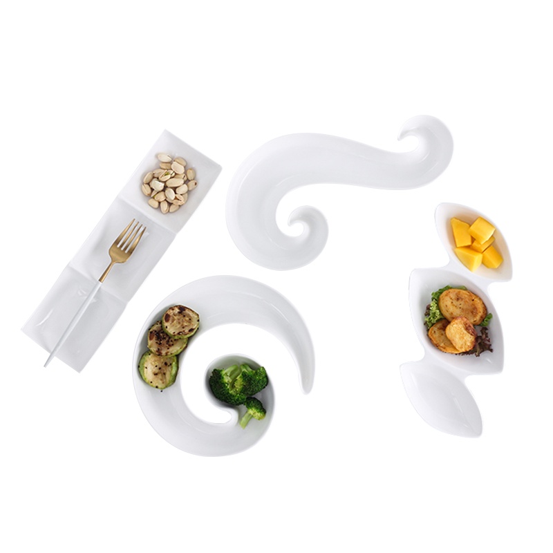 是尚 陶瓷分格盘子小吃碟分隔盘