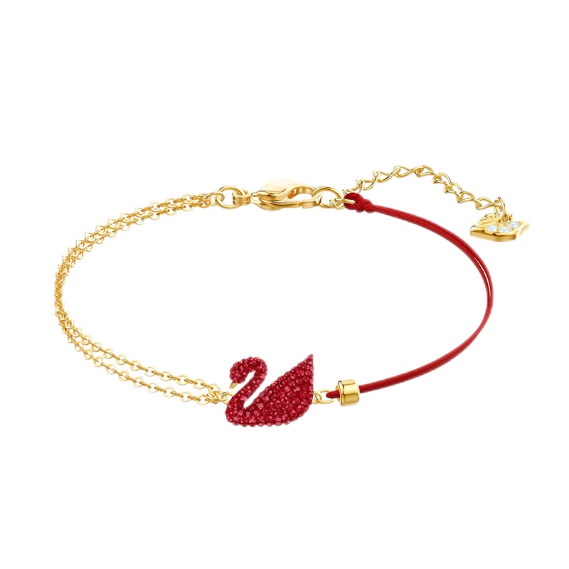 SWAROVSKI 施华洛世奇 红色天鹅手镯 Iconic Swan人造仿水晶手链女5465403 礼物女轻奢饰品