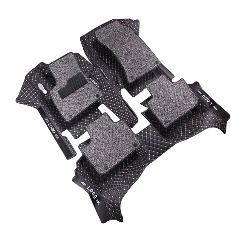 尚朴汽车全大包围脚垫专用垫子踏垫地垫车垫车内用品地毯式易清洗 [全包围单层全车5座留言车型和年款]黑金单层皮革+双收纳袋