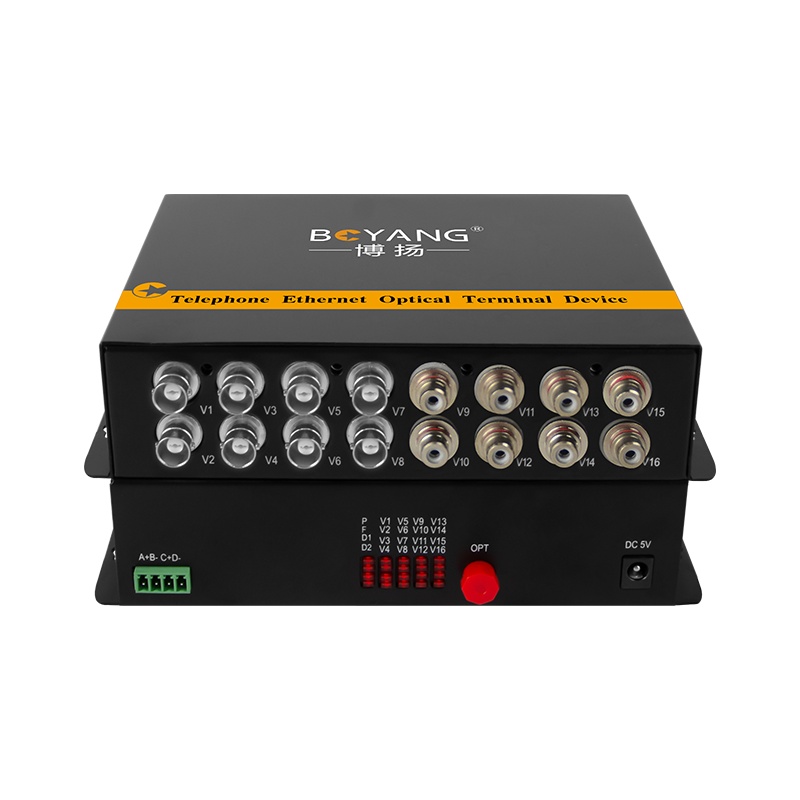 博扬 综合业务电话光端机 4路音视频光端机 音频莲花接口 视频BNC接口 单模单纤20km 1对 BY-4V4A