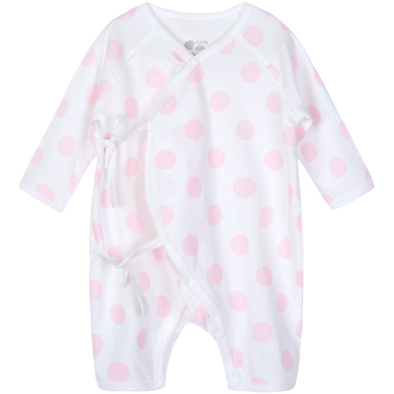 贝贝怡新生儿衣服纯棉婴儿绑带连体衣侧开哈衣宝宝和尚服薄款长袖BB1183