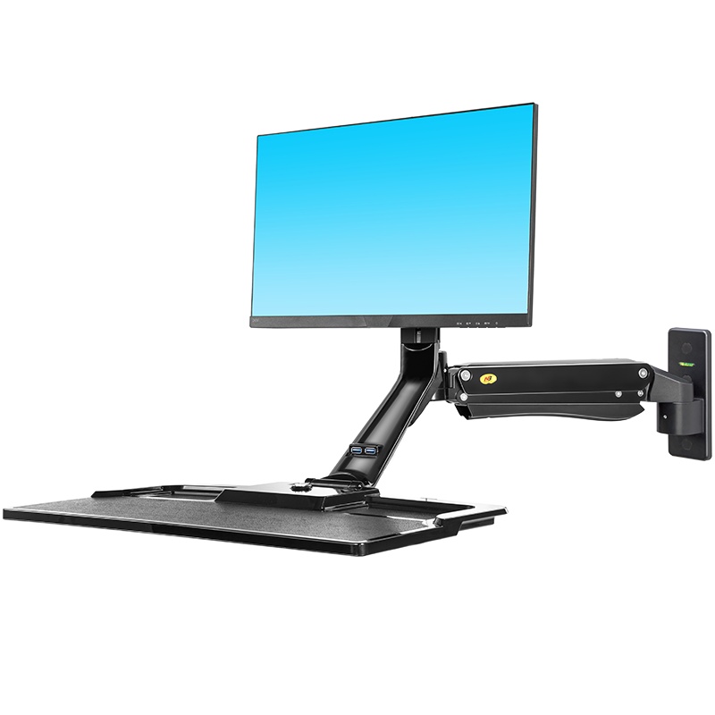 NB 24-35英寸大屏显示器支架 单壁挂架 万向旋转升降工业通用支架 站立办公挂架 显示器自营电脑支架MC40 黑