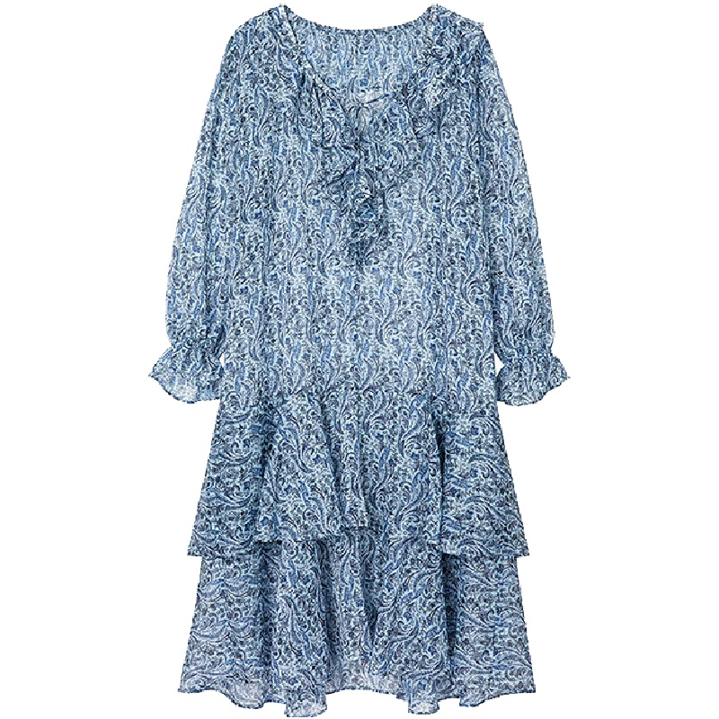 上新拉夏贝尔秋冬新款韩版宽松高腰小香风蛋糕裙网纱连衣裙女1T000840