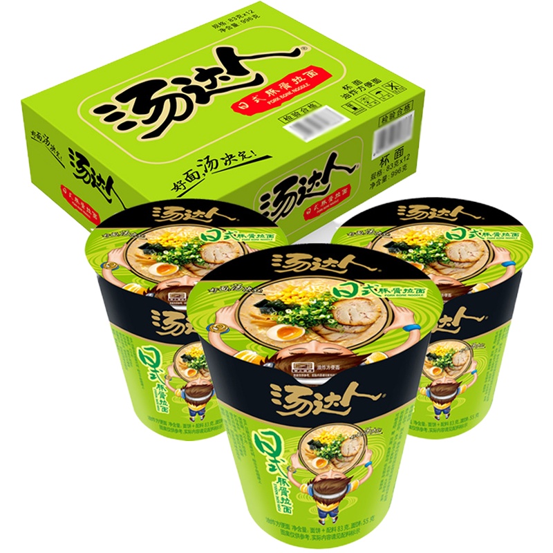 统一 汤达人 日式豚骨味拉面 12碗 方便面 整箱装 不辣