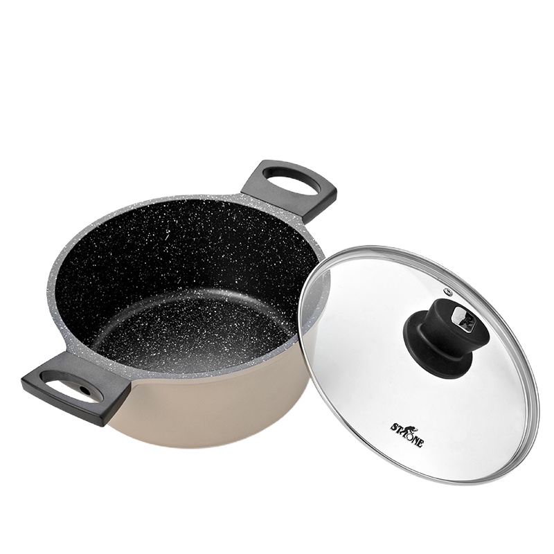 司顿 24CM麦饭石色铝铸不粘汤锅 STH073