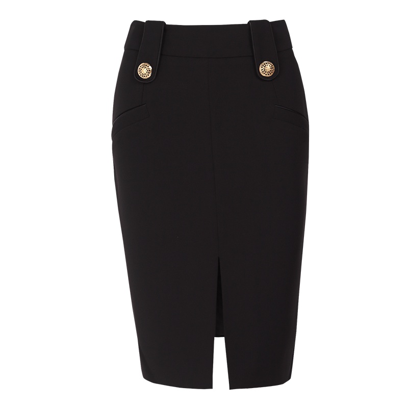 晚白 新款纯色百搭包臀高腰开叉性感显瘦百搭通勤气质半身裙