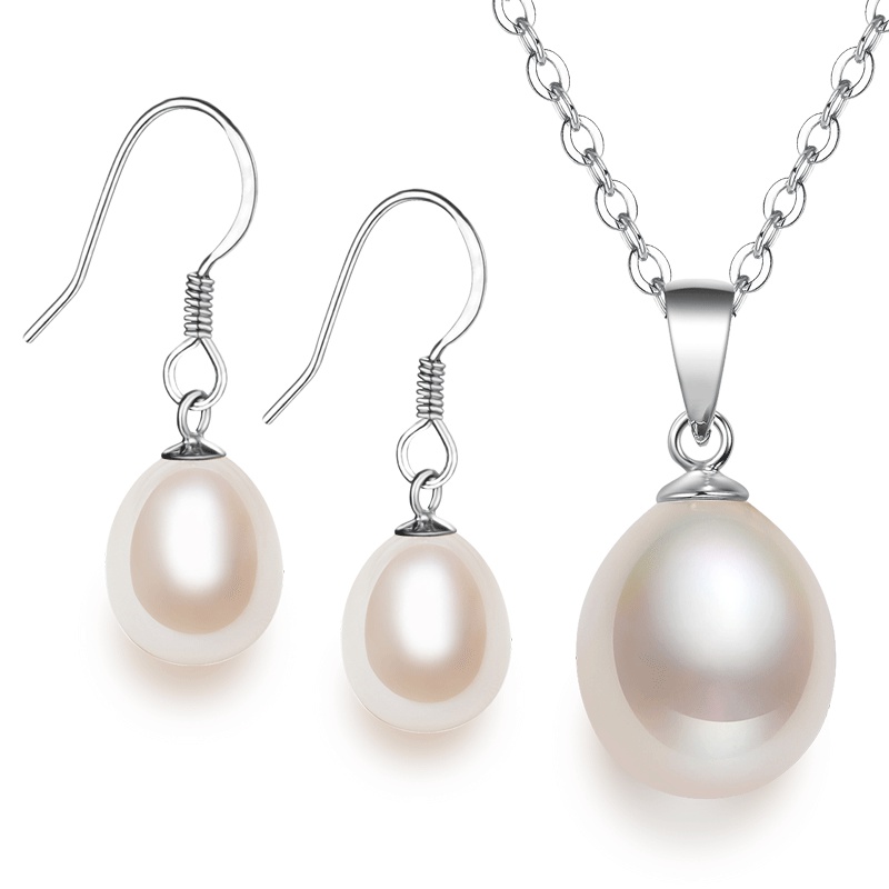 佰色传情(BRIR) 项链耳钉2件套S925银淡水珍珠套装人气百搭