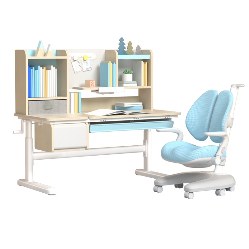 爱果乐学习桌儿童书桌学生写字桌椅套装实木课桌小孩家用升降写字台防近视