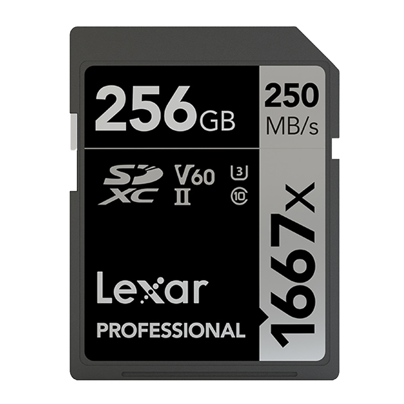 雷克沙(Lexar)256GB SD卡相机内存卡读250MB/s写120MB/s UHS-II单反存储卡 V60等级4K